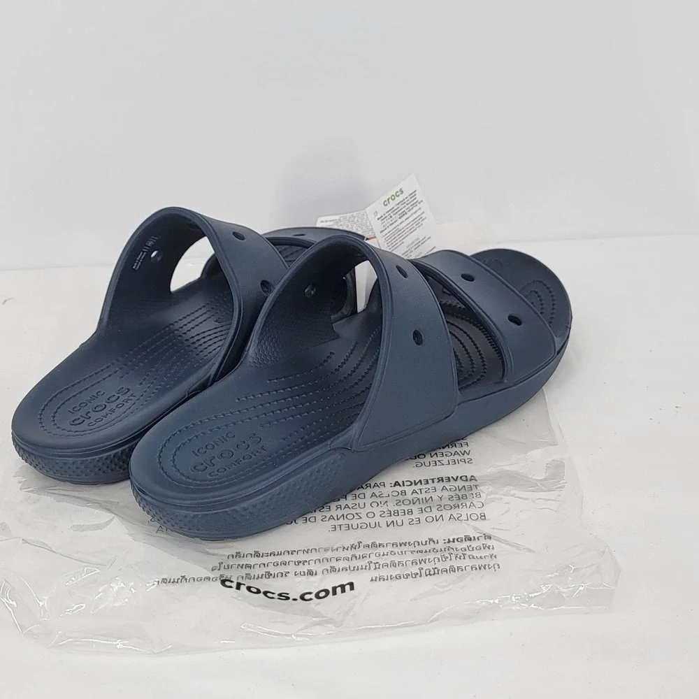 Crocs Classic Sandal Navy Blue Mens 10 Womens 12 Two Strap Slide